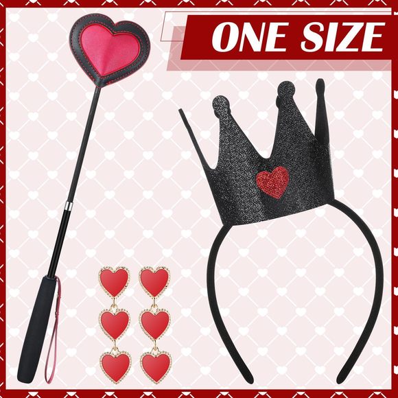 3 Pcs Halloween Queen Hearts Costume Accessoriess For Women Crown Headband💞 - Picture 2 of 7